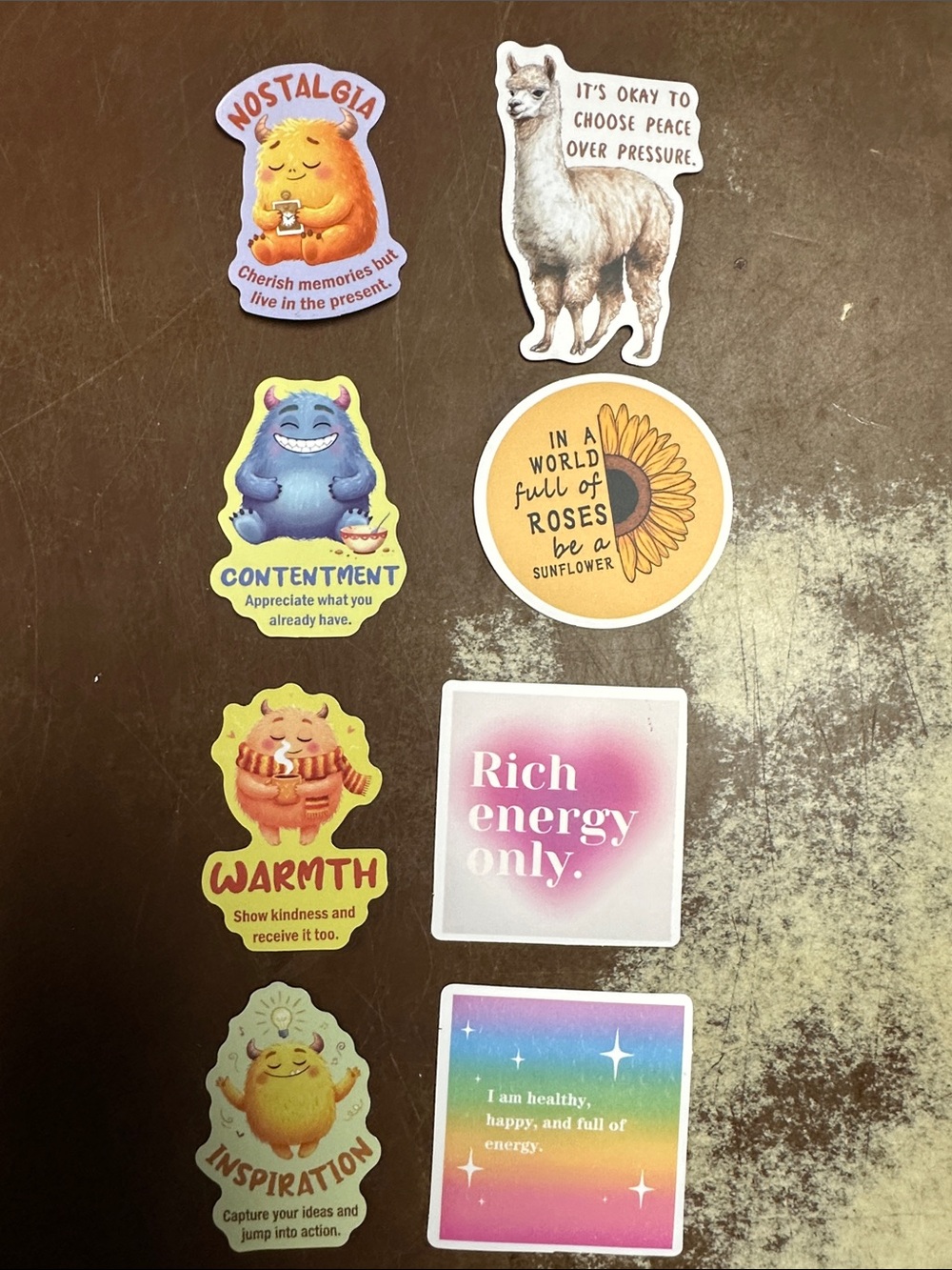 Assorted Inspirational Small Pet Stickers - Yellow, Blue, Orange, Pink